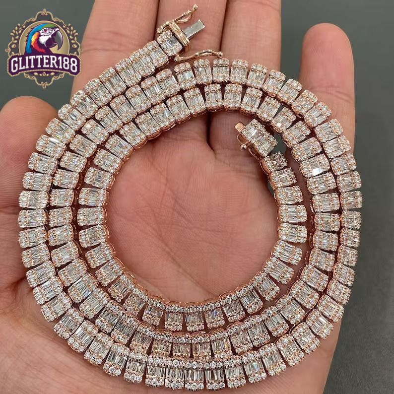 Moissanite VVS D Hip Hop Jewelry Fashion 925 Sliver Men Women Ice Out vvs moissanite Diamonds Cuban Link Chain Choker Unisex Necklace