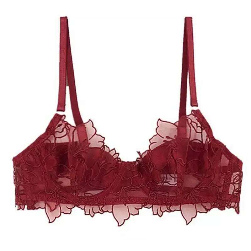 French Underwear Sexy Lace Flowers Embroidery Bra Set Women Intimates Summer Ultra Thin Breathable Bralette Lingerie Panties