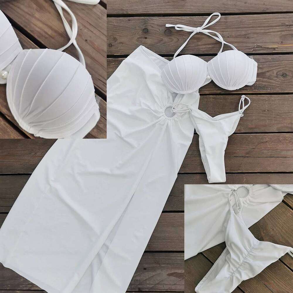Sexy Shell Bikini With Women Two-Pieces Swimsuit 2024 New High Fork Skirt Set Biquini Swimwear For Girl Clothing Y260303