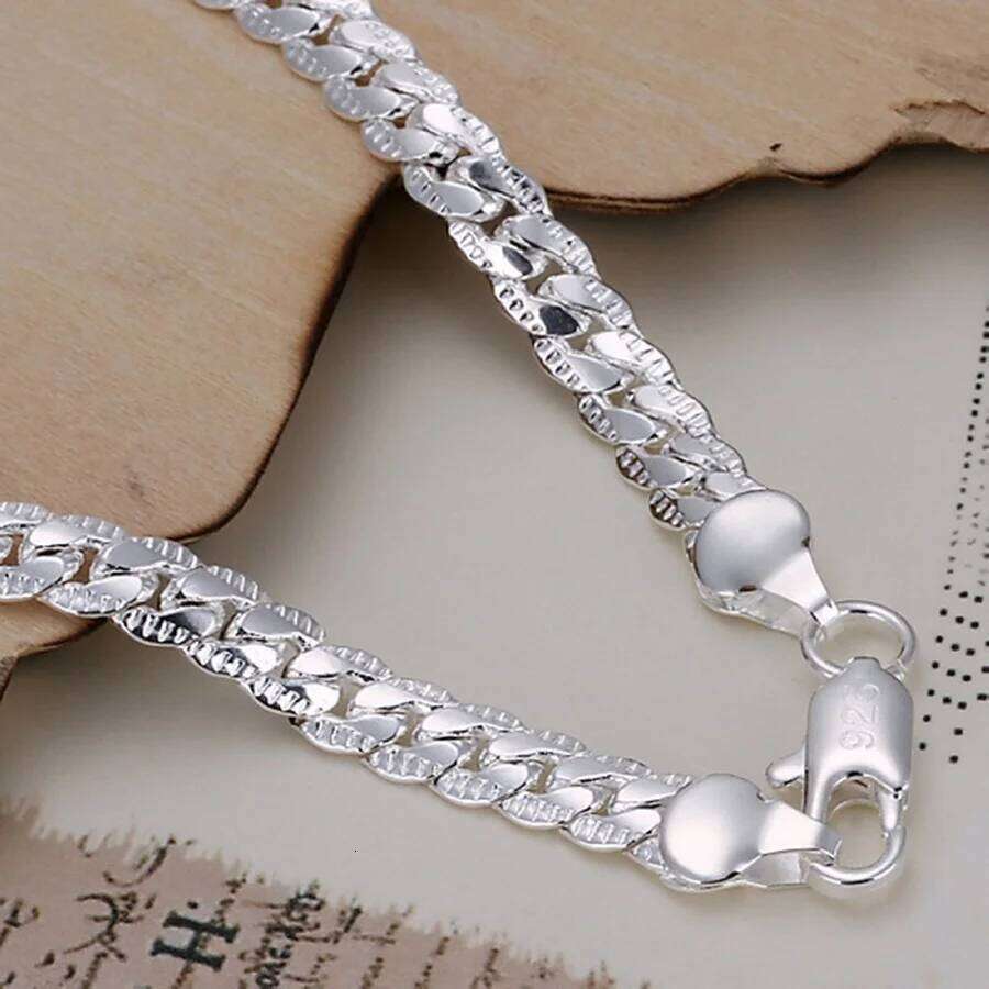 URMYLADY fashion 925 Sterling Silver 5MM Men Jewelry charm women lady chain Bracelets wedding party gifts Z260313