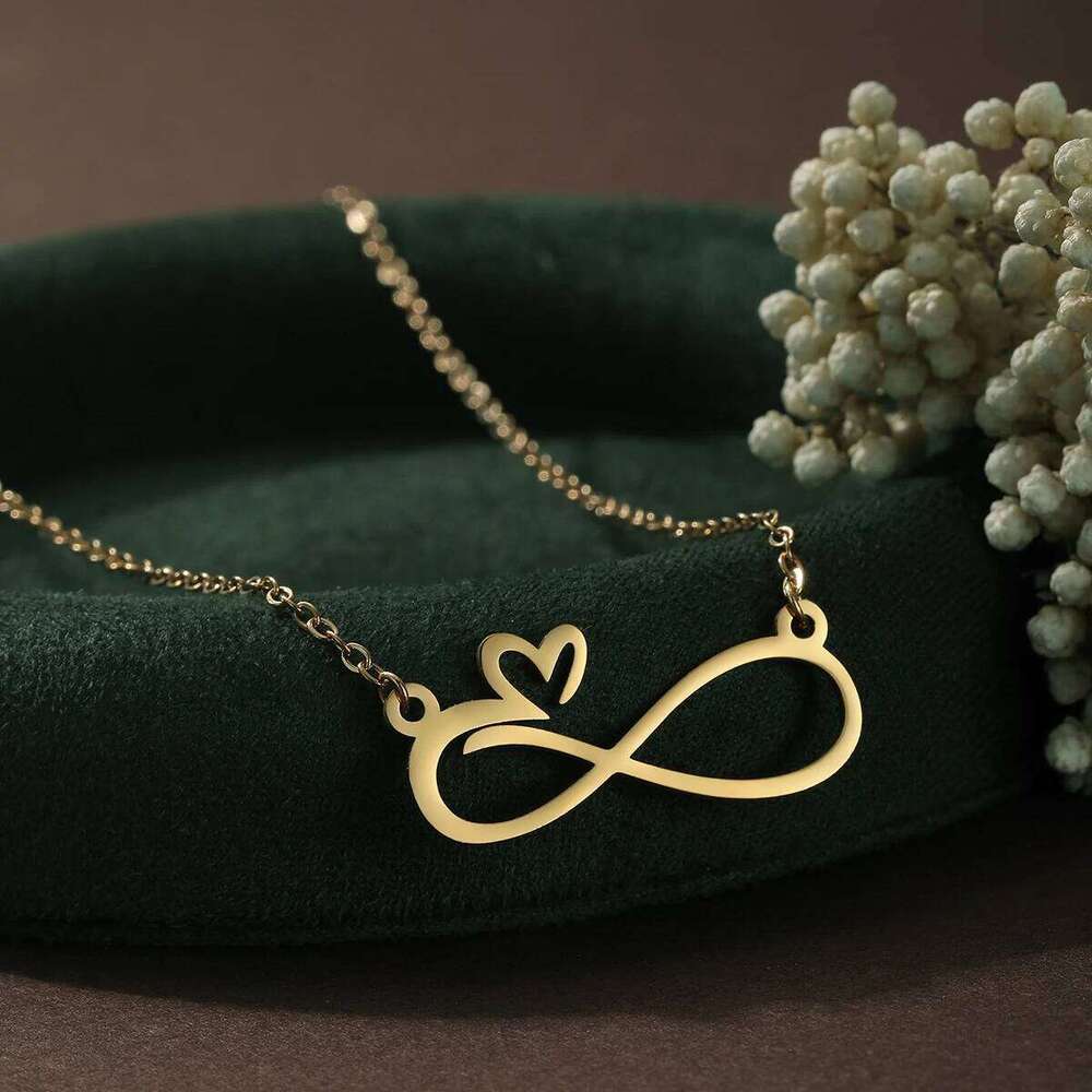 Kinitial Simple Infinity With Heart Pendant Necklace For Women Wedding Jewelry Stainless Steel Necklaces H260312