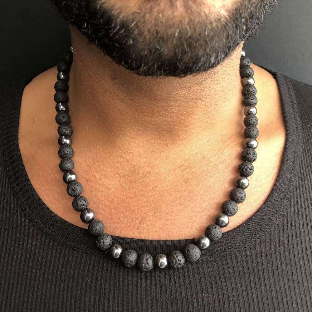 Tribal Surf Boho Necklace, Tiger's Eye Black Onyx Mens Necklace H260312