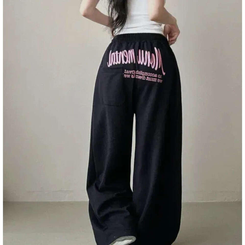 Women's Pants Women Bf Hip Hop Y2k Drawstring Printing Sweatpants Fashion Streetwear Sports Trousers Loose Casual Wide Leg Z260312
