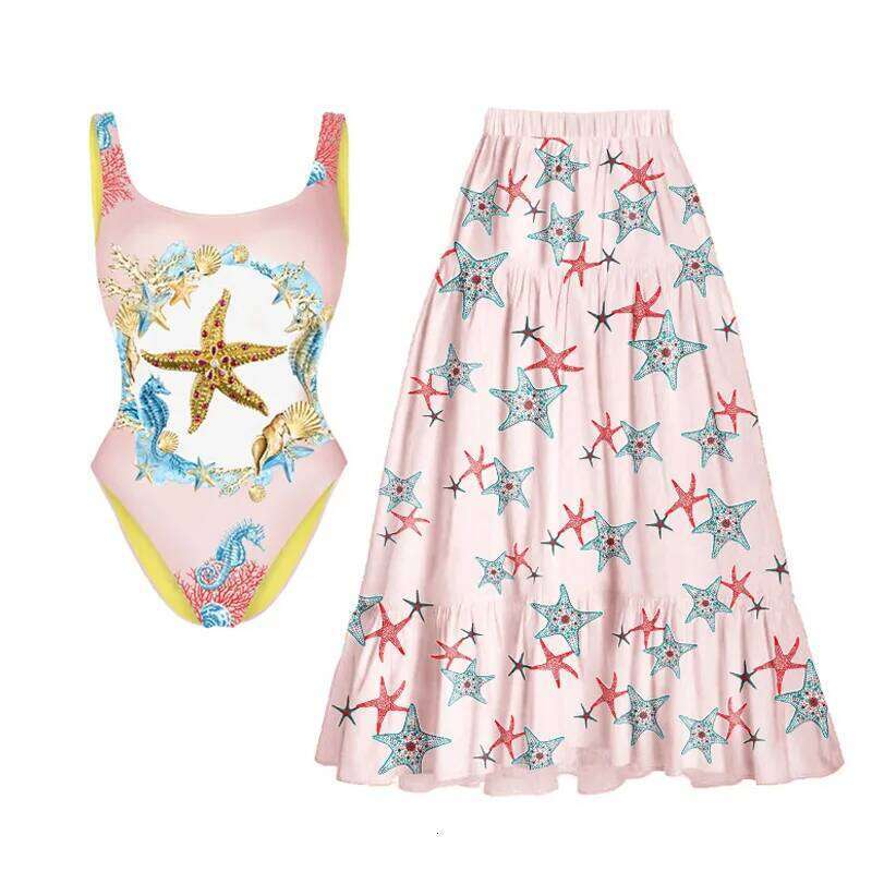 For Women European And American One-piece Starfish Print Backless Swimsuit Women's Global Swimwear S 26H0313
