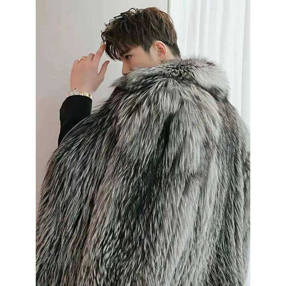 Men's Faionable Casual Fur Jaet 2024 New Sle Warmth Simulation Wool Windbreaker Coat Slimming Trendy Outerwear Z260313