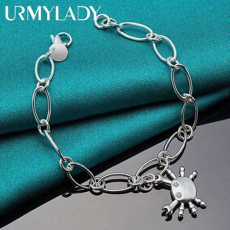 URMYLADY 925 Sterling Silver Crab AAA Zircon Charm Bracelet For Women Wedding Engagement Party Fashion Jewelry Z260313
