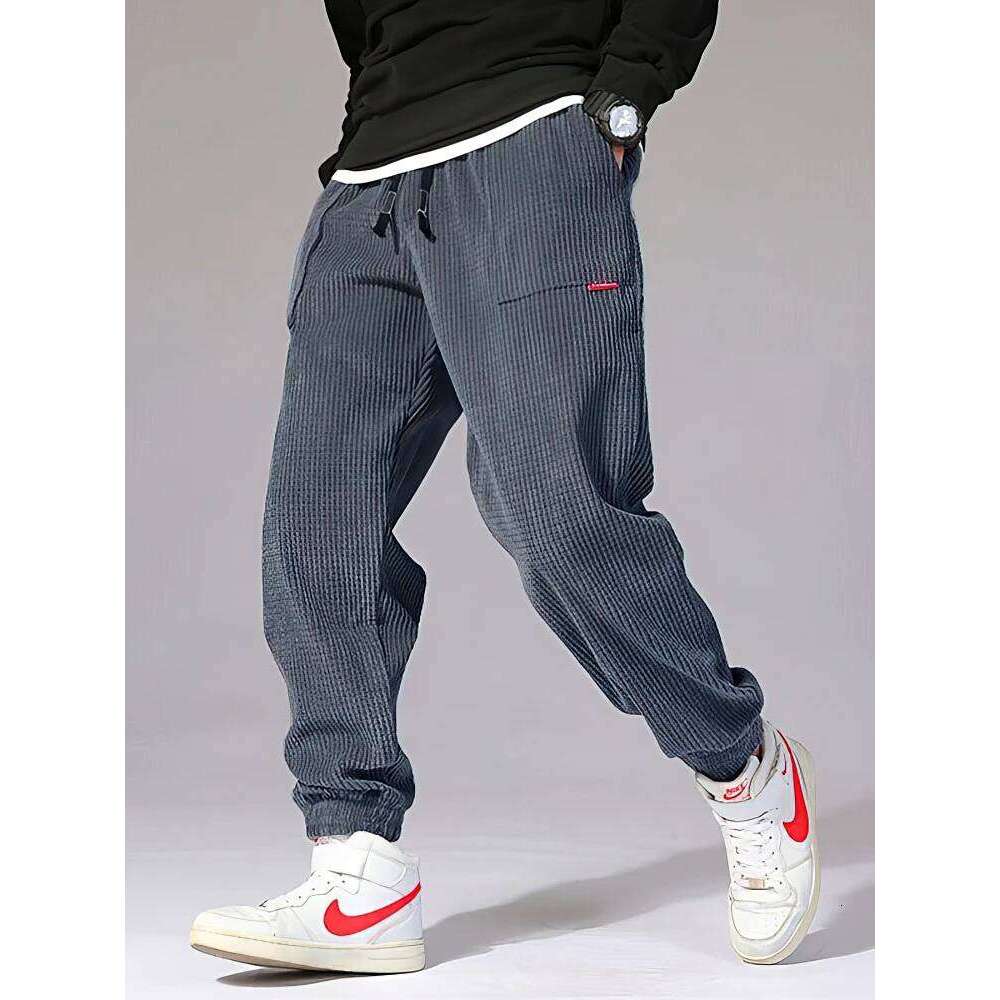 Autumn Winter Warm Motorcycle Jogger Corduroy Men Tech Fleece Sweatpants Casual Harem Pants Male Sport Thermal Trousers Z260315