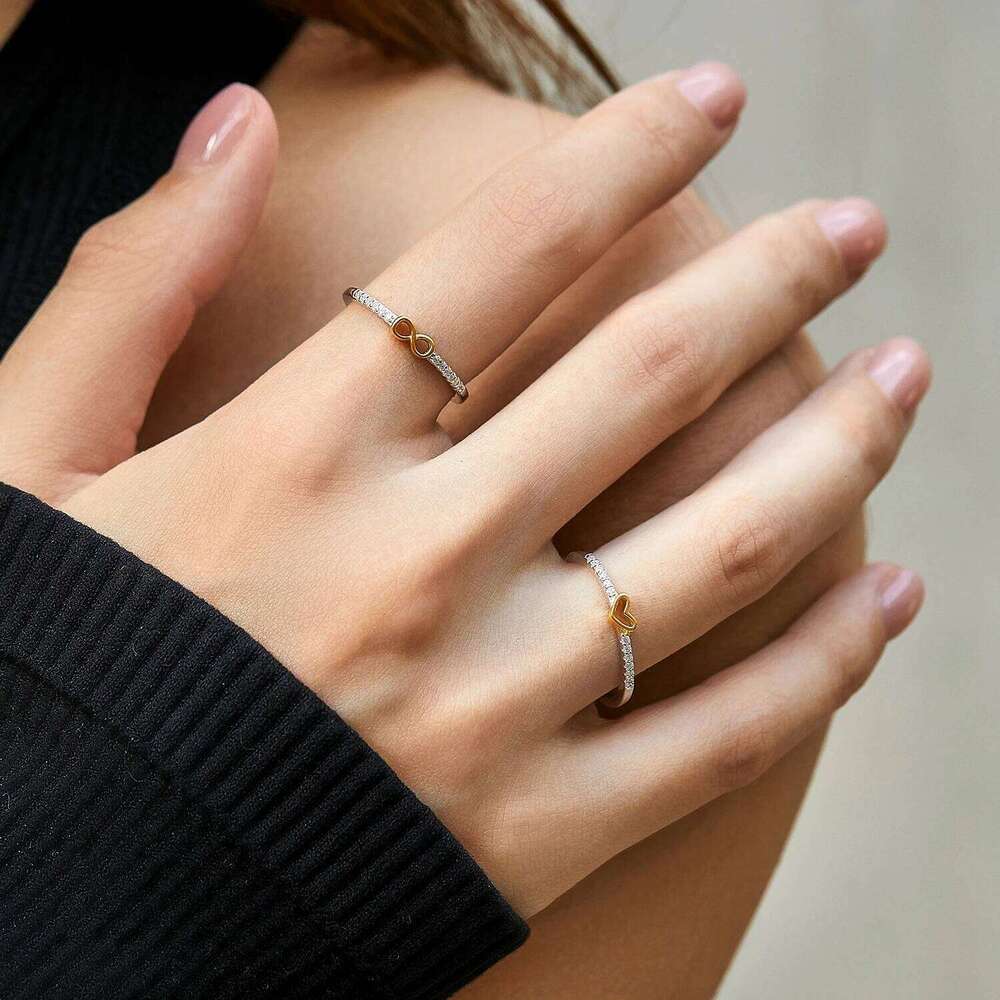 MODIAN 925 Sterling Silver Simple Romantic Heart Finger Ring Trendy Metallic Contrast Design Rings For Women Fine Jewelry H260312