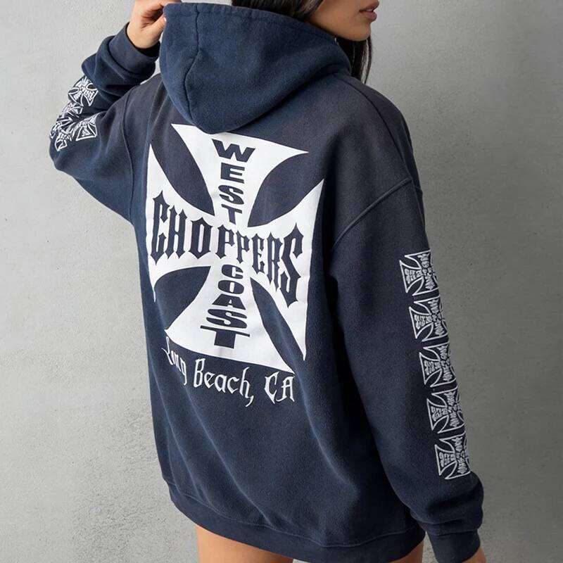 Harajuku Creative Print European American Fashion Hip Hop Punk Loose Pullover Y2K Street Autumn Winter Women Long Sleeved Hoodie Z260315