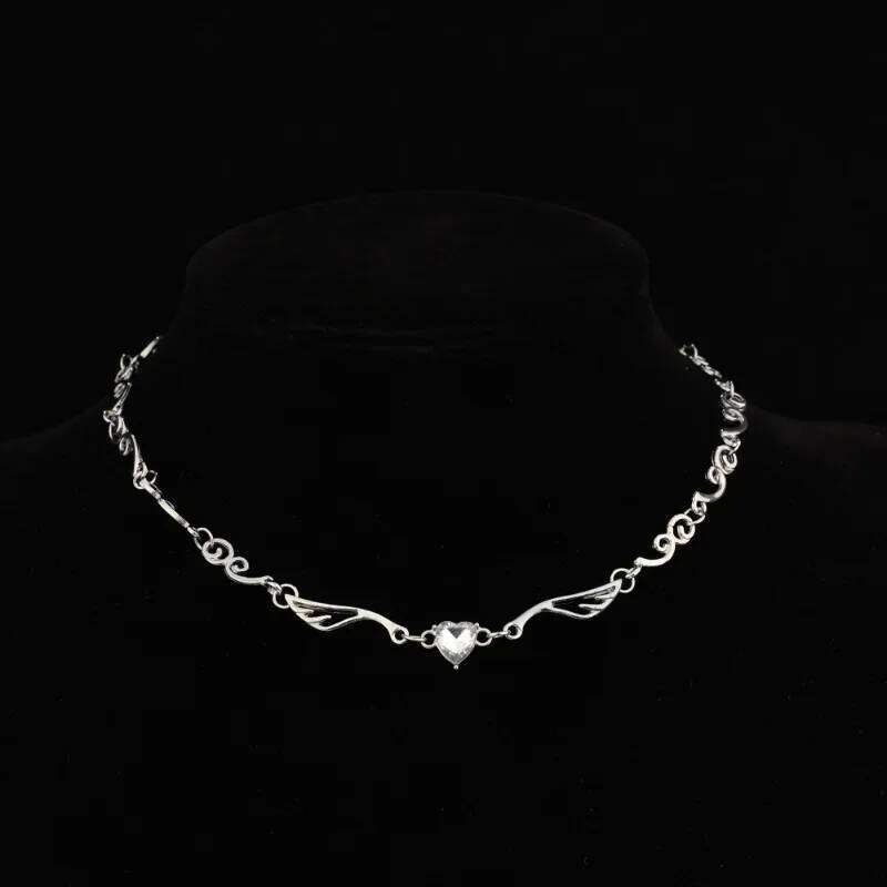 Y2K Silver Color Irregualr Choker for Women Girls Heart Crystal Clavicle Chain Necklace Wholesale Jewelry H260312