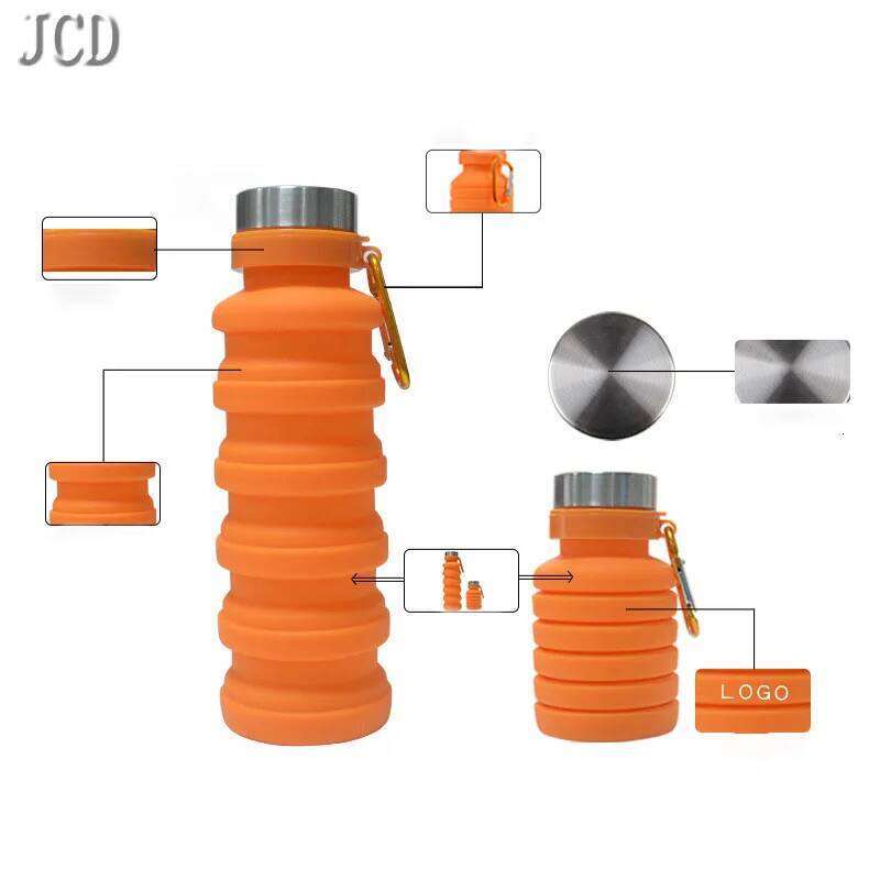 Food Grade Silicone Foldable Cup Outdoor Sports Travel Running Fitness Portable Water BottleCup with Mountaineering Buckle Z260314