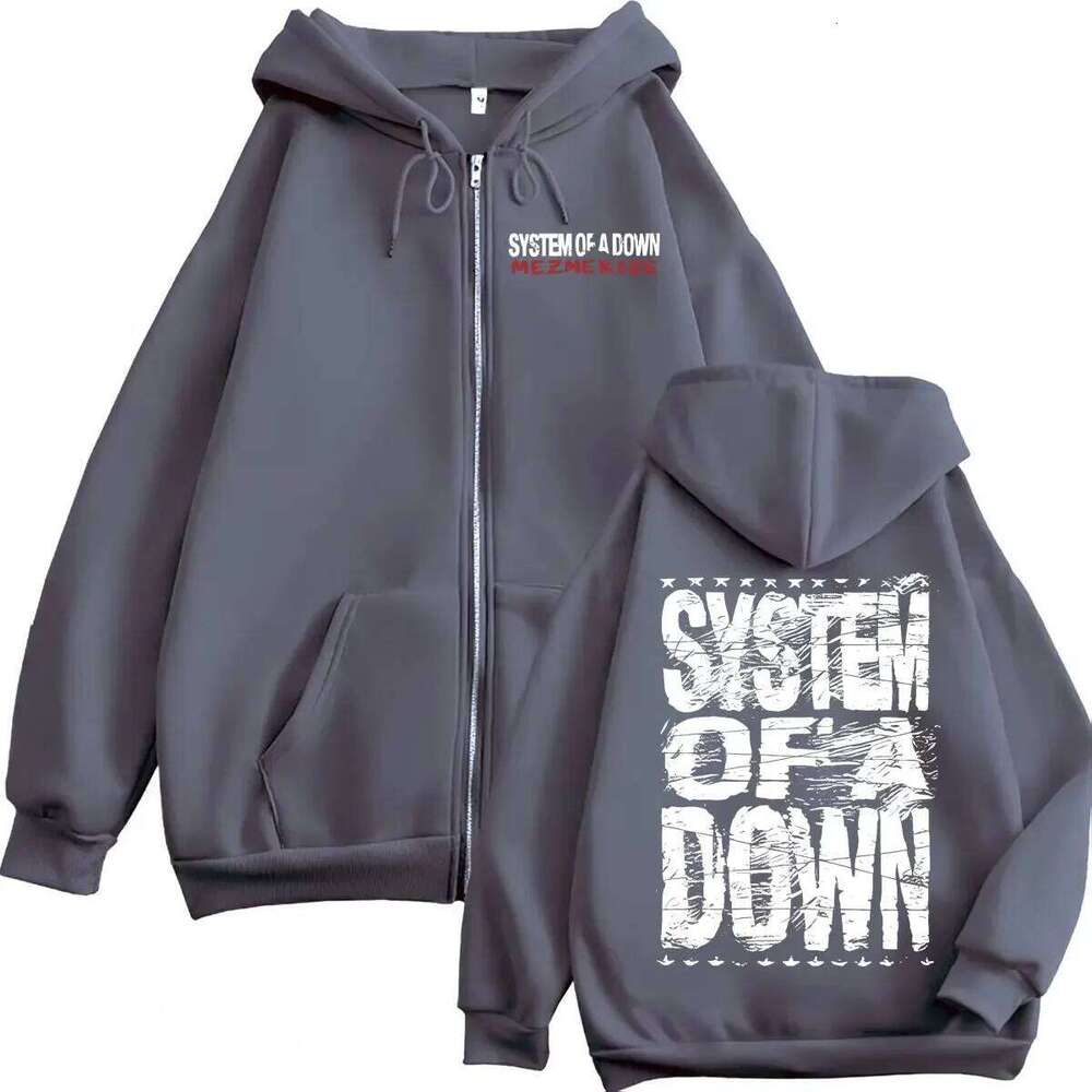 System of A Down Mezmerize Merch Zipper Hoodie Alternative Metal Music Zip Up Sweatshirts Rock Hip Hop Vintage Pullovers Unisex Z260314
