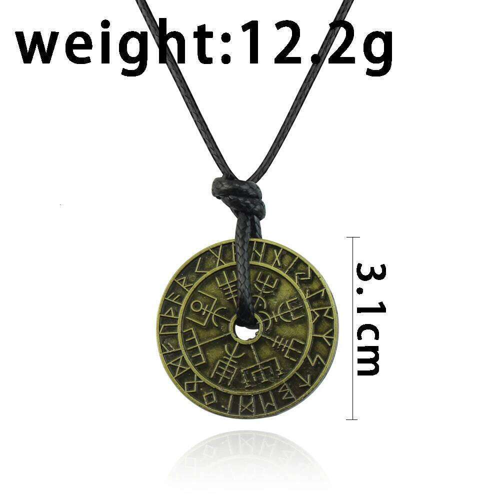 Vintage Viking Rune Compass Pendant High Quality Metal Pagan Amulet for Men Accessories Necklace H260312