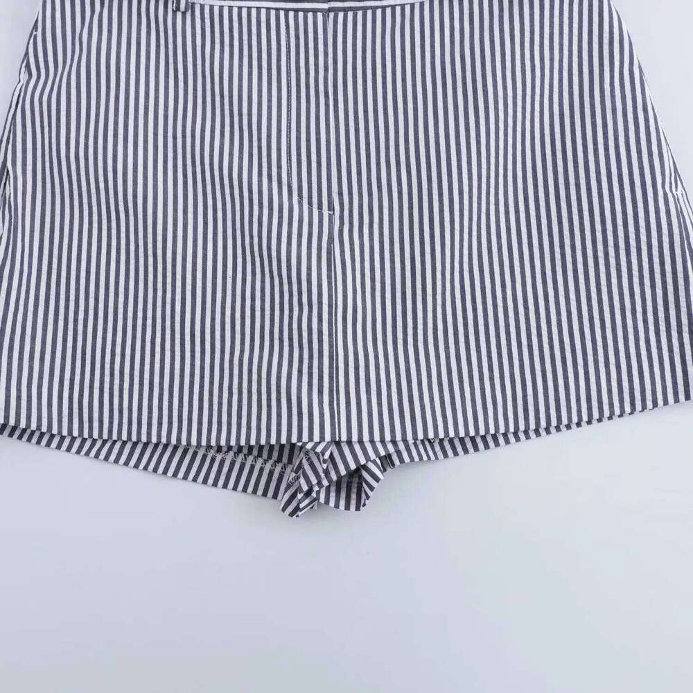 2025 new summer women's clothing fashion temperament simple and versatile slim fit with belt striped skirt pants Z260314