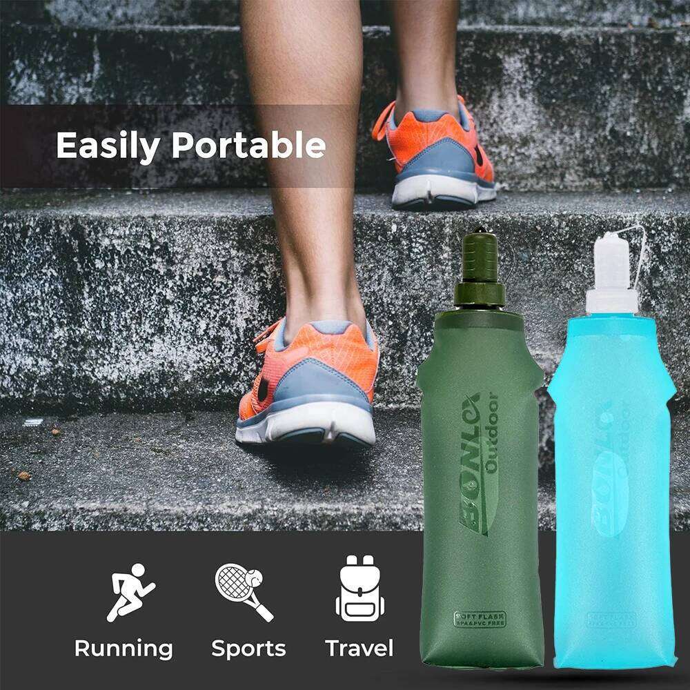 250ML 500ML TPU Soft Folding Water Bottles BPA-Free Collapsible Flask Hydration Pack - Ideal for Running Hiking Z260313