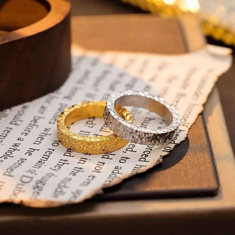 S925 Sterling Silver Crushed Ice Couple Ring Minimalist Sparkling Band Unisex Jewelry Trendy Hypoallergenic Gift for Her Him H260312