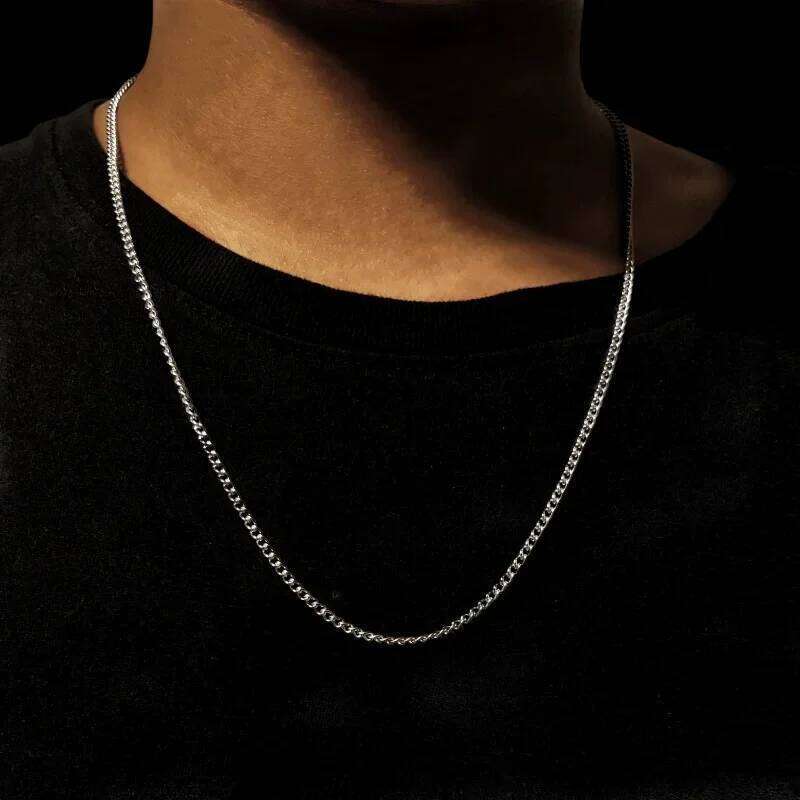 2mm Men's Cuban Chain Simple Stainless Necklace Fashion Titanium Steel Jewelry Trend Accessories Party Gifts H260312