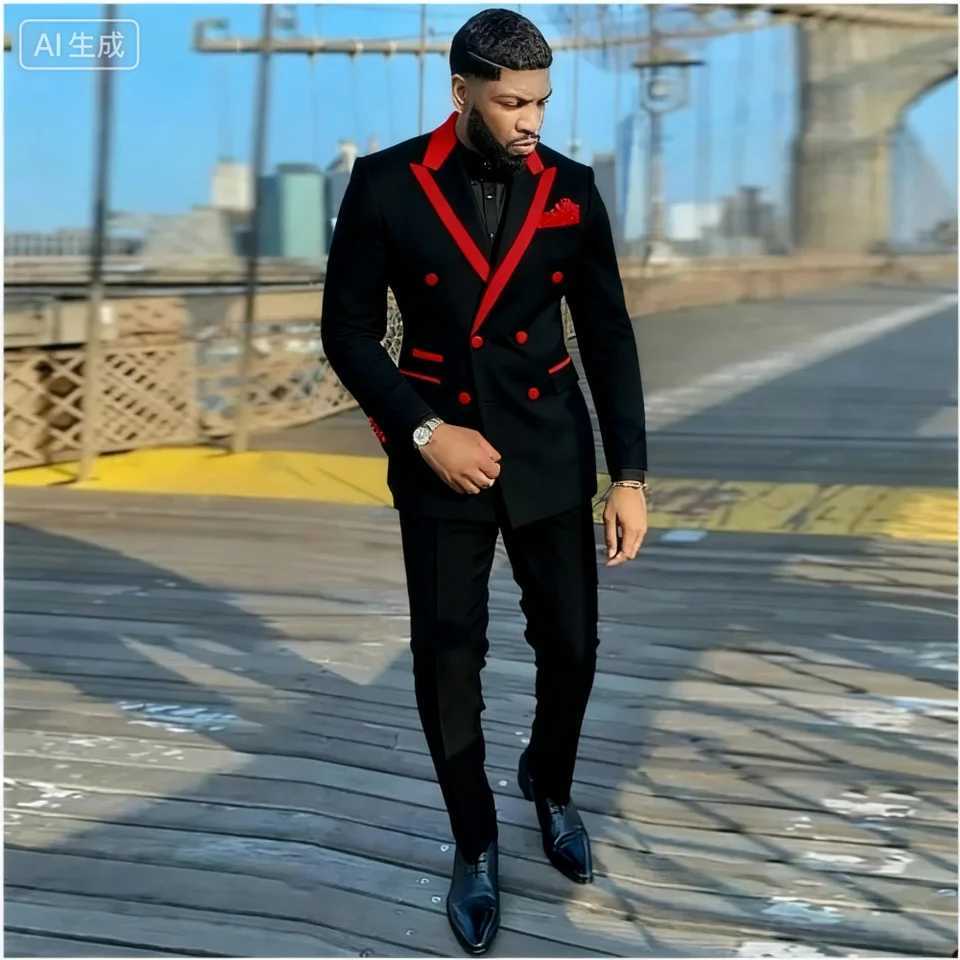 Mens Double-breasted Tailored Tuxedo White Personalized Peak Lapel Slim Fit Groomsmen Smoking Suit Casual Outfit Set M260313