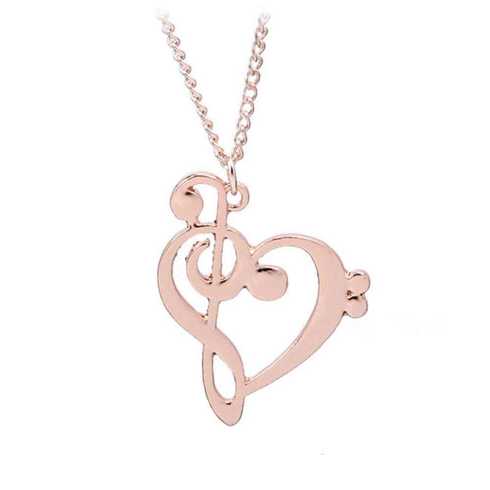 Music Note Heart of Treble and Bass Clef Women Infinity Charm Pendant Necklace Stainless Steel Jewelry Gift H260312