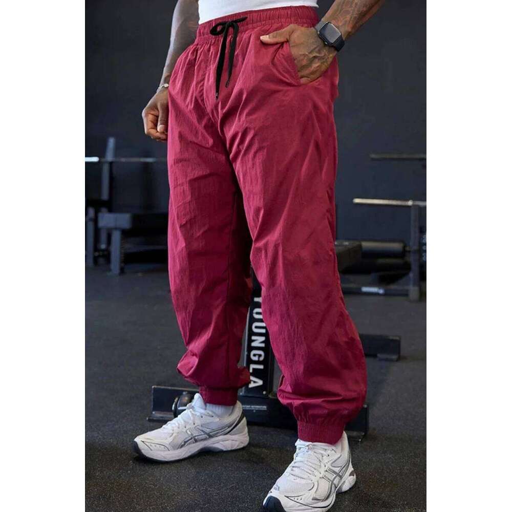 Spring and autumn men's outdoor lightweight stretch pure-color training pants, fashionable sports loose-cuffed long pants Z260315
