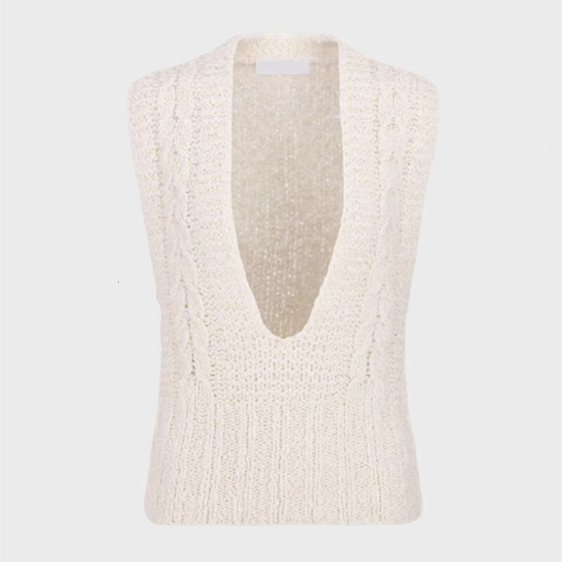 2026 Spring/Autumn New Low Collar Long Sleeve c10 Shirt with V-neck Sleeveless Soft Knitted Tank Top