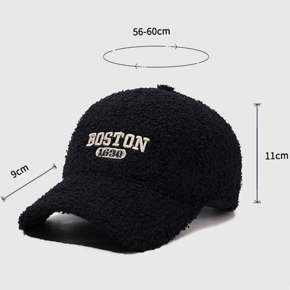 FS Warm Winter Baseball Cap For Men Black Beige Letter Women Lambswool Hats Thick Street Windproof Trucker Hat Bone Masculino Z260314