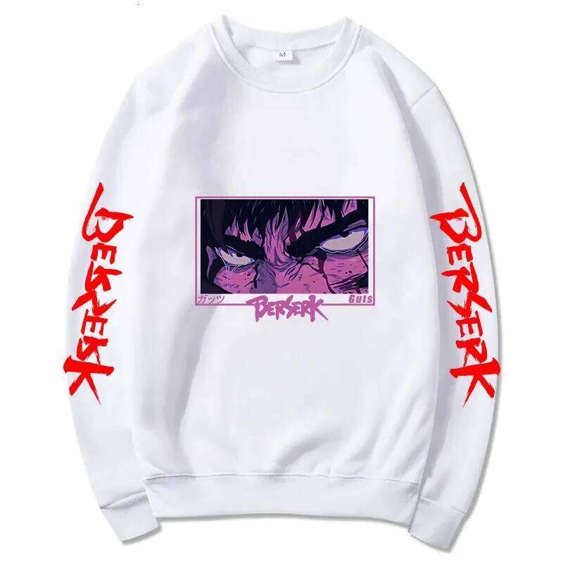 Autumn and Winter Anime Men's Pullover - Harajuku Style Berserker Pattern Loose Hoodie, Fashionable Unisex Long Sleeves Z260314