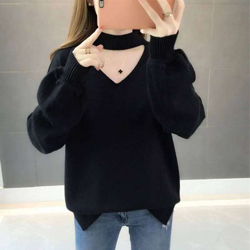 Woman Sweaters Velvet Padded Autumn Winter Pullover Thick Loose Lantern Sleeve Sweater Femme Chandails Pull Hiver Z260313