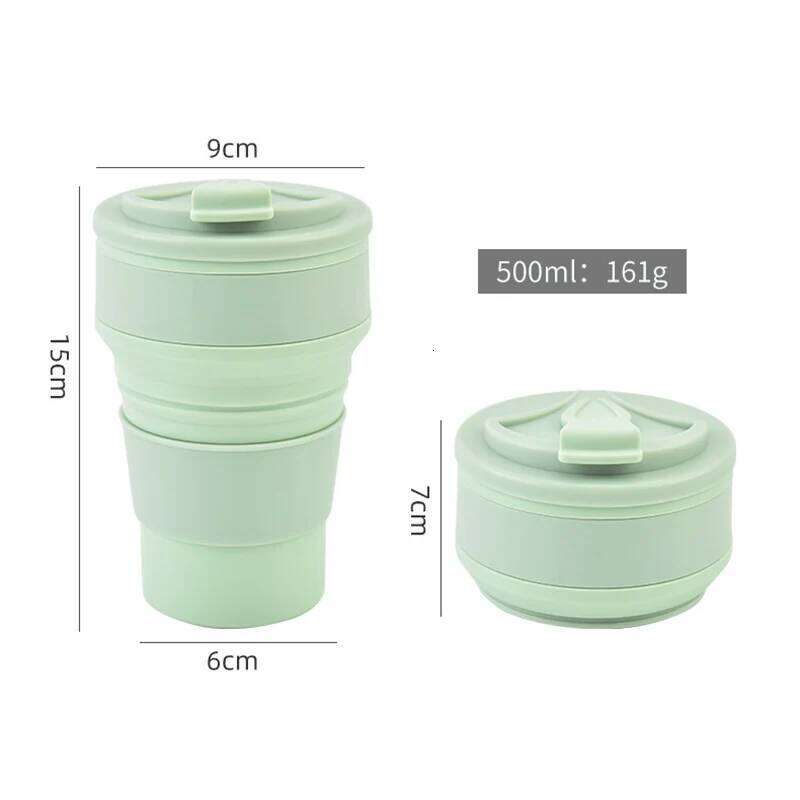 350ML/500ML Silicone Folding Cup Collapsible Mug With Cover Coffee Travel Outdoors Portable Water Drinking Tea Cups Z260313