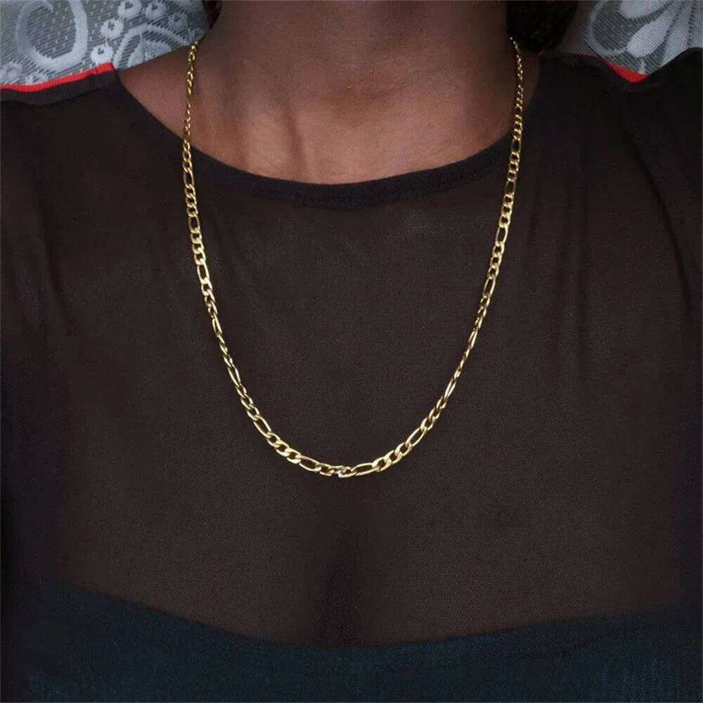 SUMENG New Punk Figaro Chain Necklace Silver Color Gold Alloy Long For Men Hip Hop Fashion Jewelry Gifts 2024 H260312