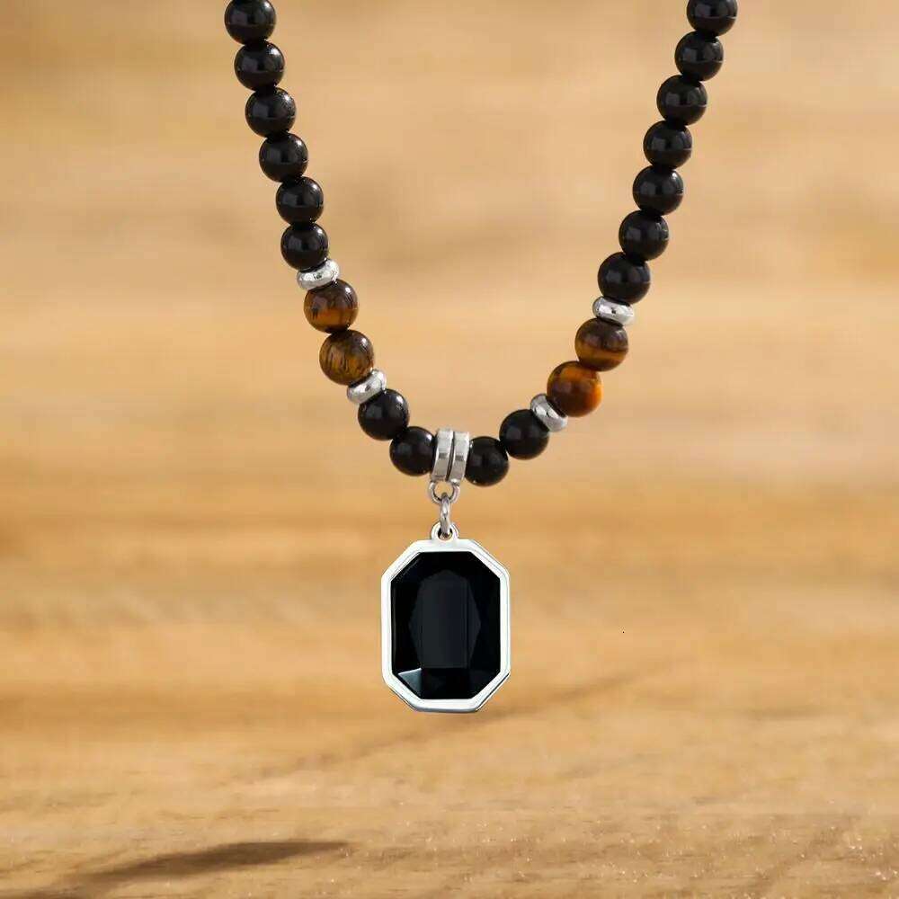 Ethnic Men Retro New Chinese Style Hand Rope Black Crystal Necklace Jewelry Accessories Handmade H260312