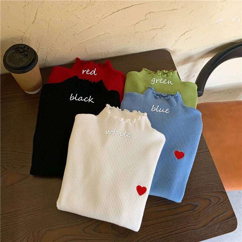 Embroidery Turtleneck Ruched High Elastic Solid 2025 Fall Winter Fashion Sweater Women Slim Sexy Knitted Pullovers Z260313