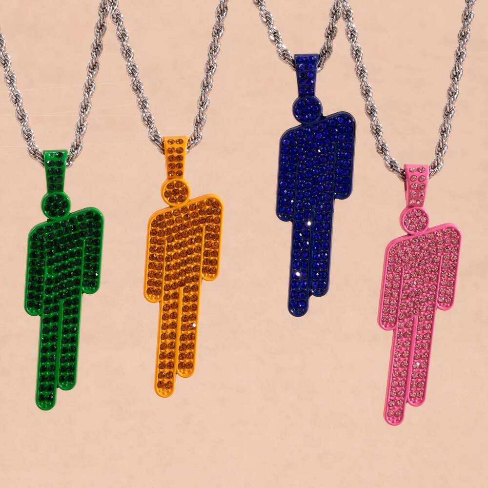 Men Fashionable Cartoon Rhinestone Pendant Necklace Trendy Hip Hop Unisex Pendants Wholesale Gemstone Lock Chain Women H260312