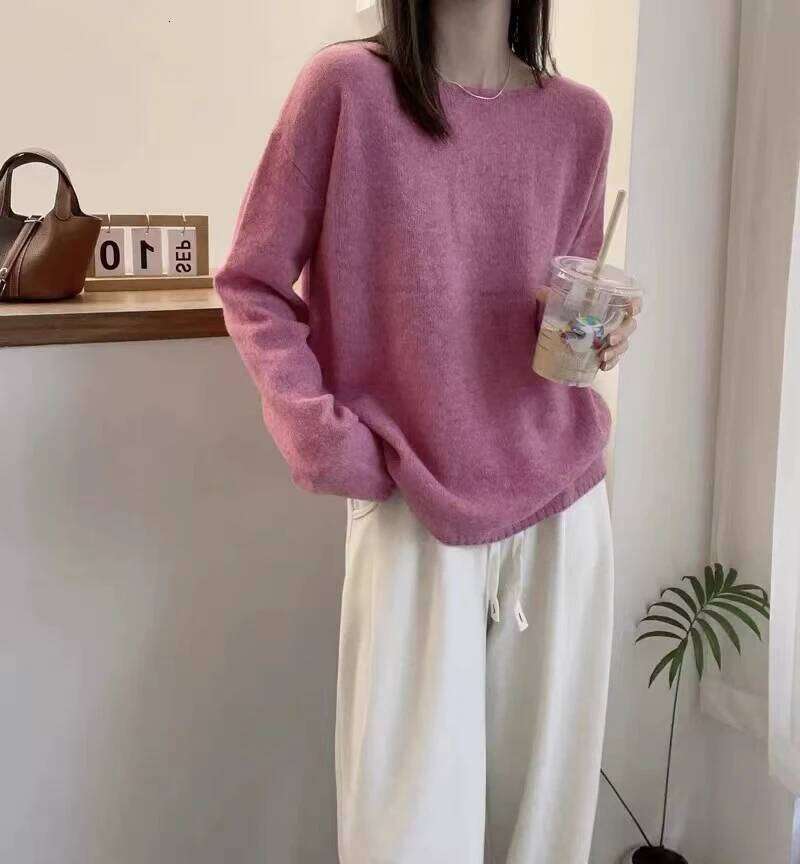 Korean Lazy Wind Word Collar Cashmere Sweater for Women Loose plus Size Autumn Winter Street Style Bottoming Z260313