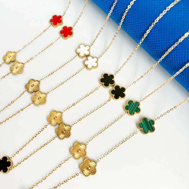 Elegant Pendant Necklace for Girls Stainless Steel Necklaces Woman Trend 2024 Double Sided Flower Cr Fashion Jewelry Gifts H260312