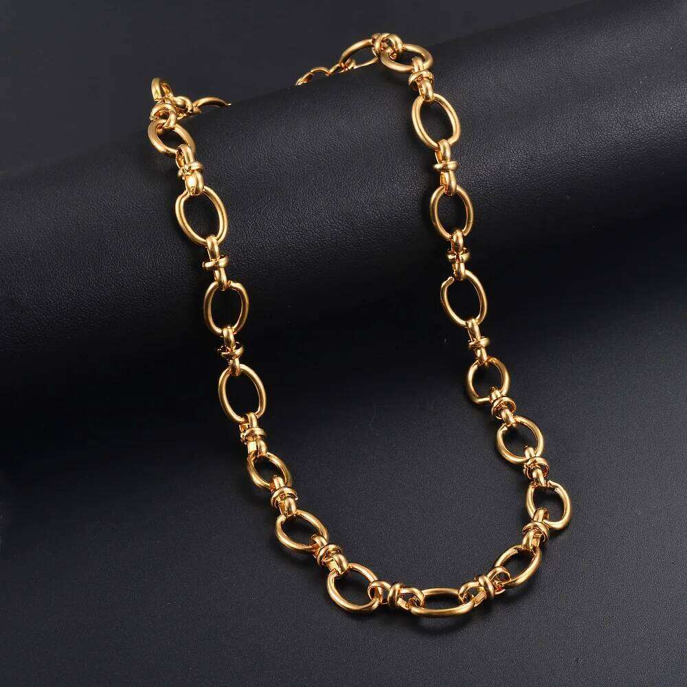 1 piece Women Mens Stainless Steel Handmade Oval High Quality Big Chain Necklace Punk Heavy Jewelry H260312