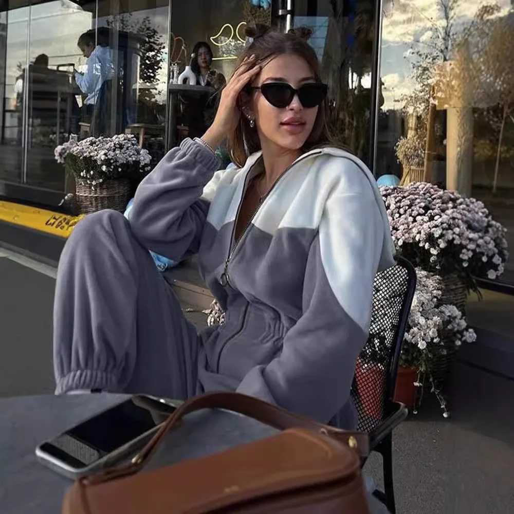 Sports and leisure contrast color jumpsuit fashion trend street jumpsuit womens suit new women clothing a01 M260313