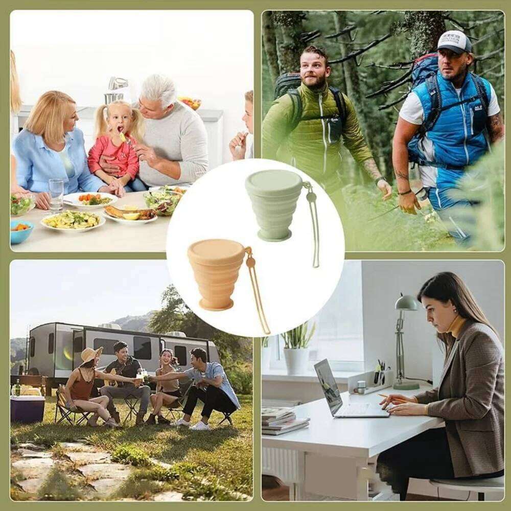 Silicone folding BPA-free portable collapsible travel cup, ideal for picnics, camping, and outdoor hiking Z260314