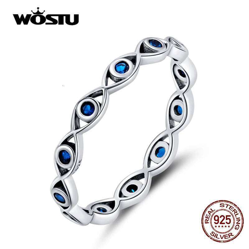 WOSTU 925 Sterling Rings Zircon Simple Lucky Eye Finger Ring For Women Elegant Silver Jewelry Gift CTR212 H260312