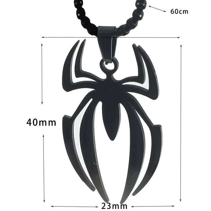 Superhero Spider Logo Cosplay Necklace Men Stainless Steel Pendant Chain Choker Jewelry Accessories Props Gift H260312