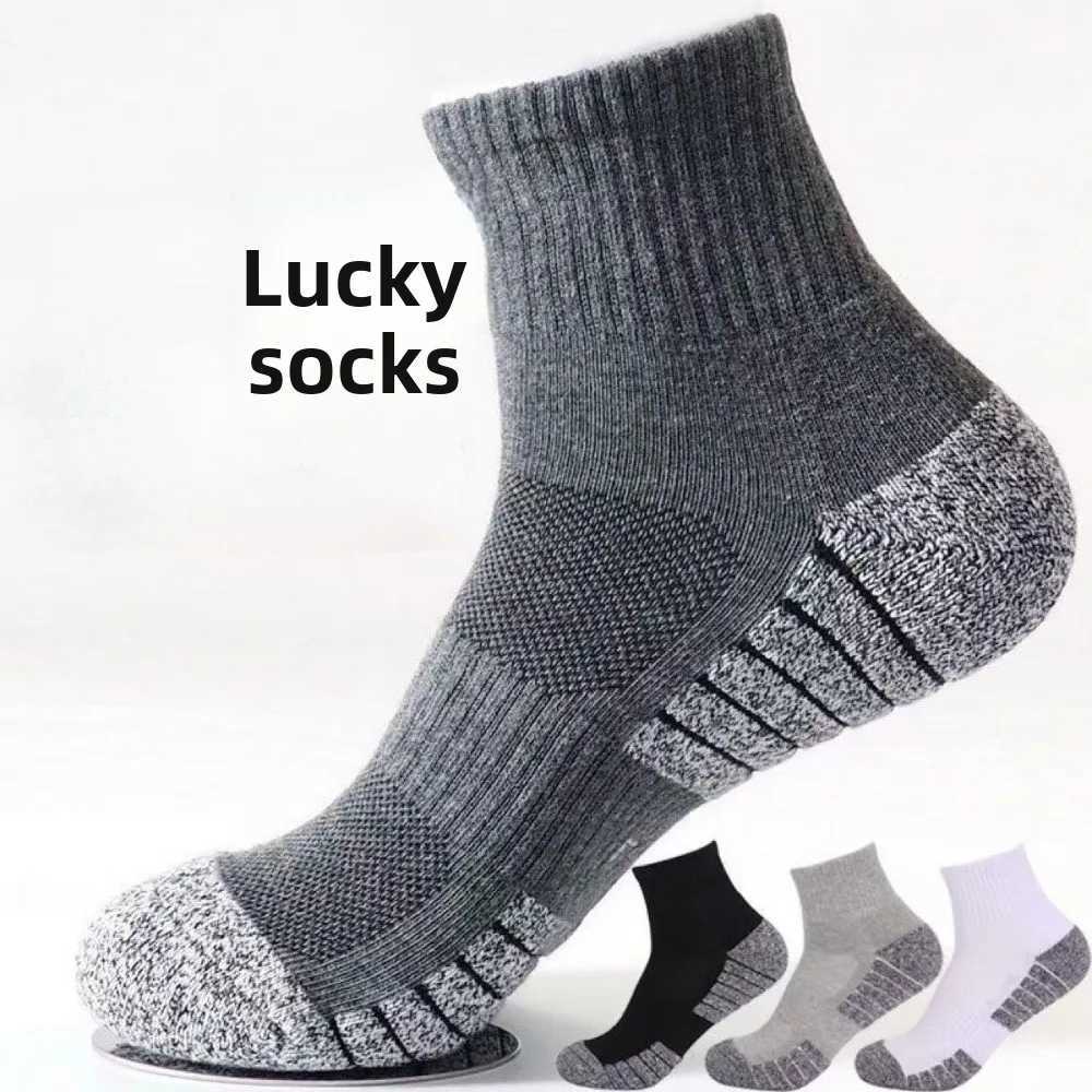 5pairs Thickened Towel Bottom Running Socks Mesh Middle Socks Non-slip Breathable Sports Ankle Mens Womens Socks Autumn Winter D260313