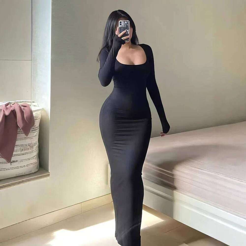 2025 Long sleeves Sexy Maxi Dress Spring Women Party Y2K Concise Tight fishtail skirt Elegant Dresses Female Clothing Z260313