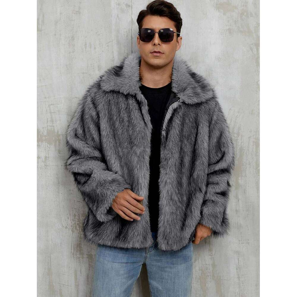 Men's Stylish Faux Jacket Winter Warm For Male Fashion Thick Thermal Fur Parkas Elegant Outerwear Coat Z260313