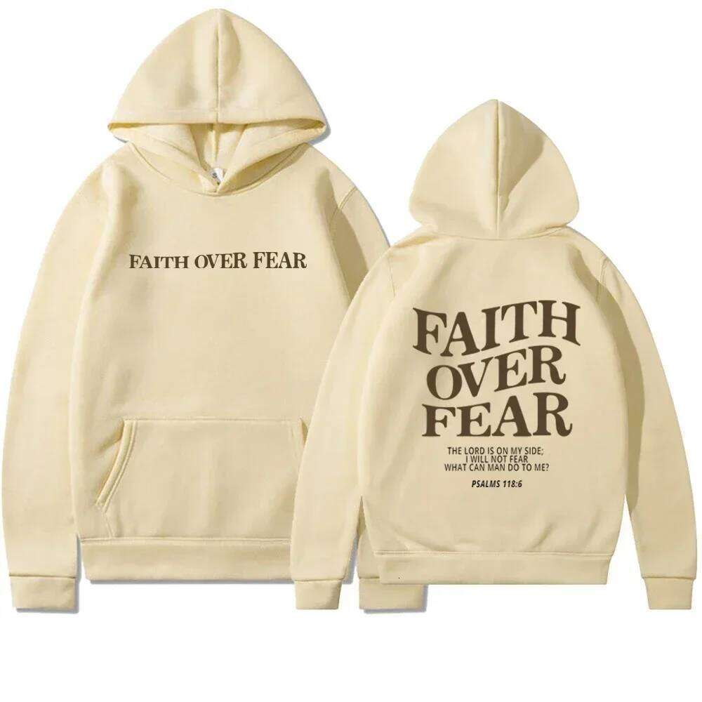 Faith Overcomes Fear - Christian Sweatshirts Jesus Hoodie Fashion Men Women Hoodies Casual Pullover Hooded Sweater Z260315