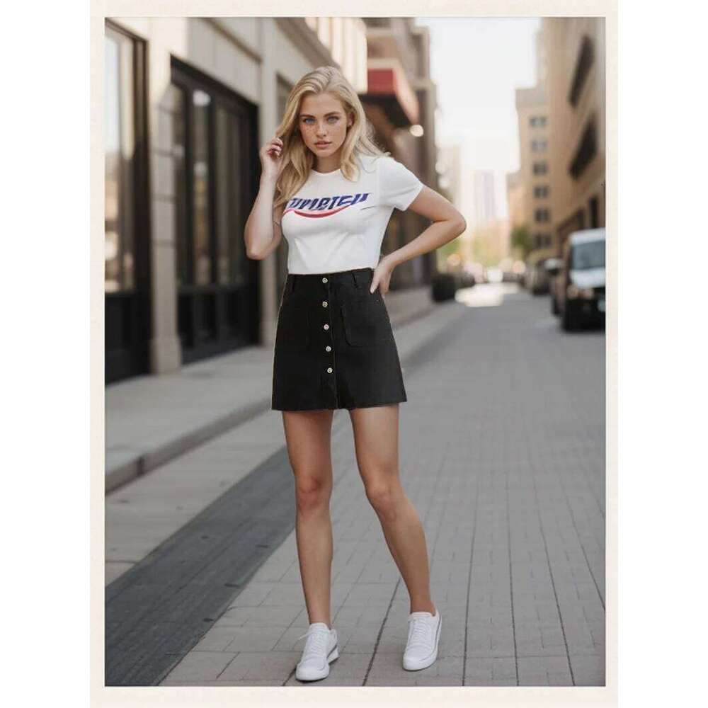 Womens Spring Summer Classic A Line Short Denim Mini Skirt Button Off Double Pockets Harajuku Sexy Y2K Falda Jeans Skirts Z260314
