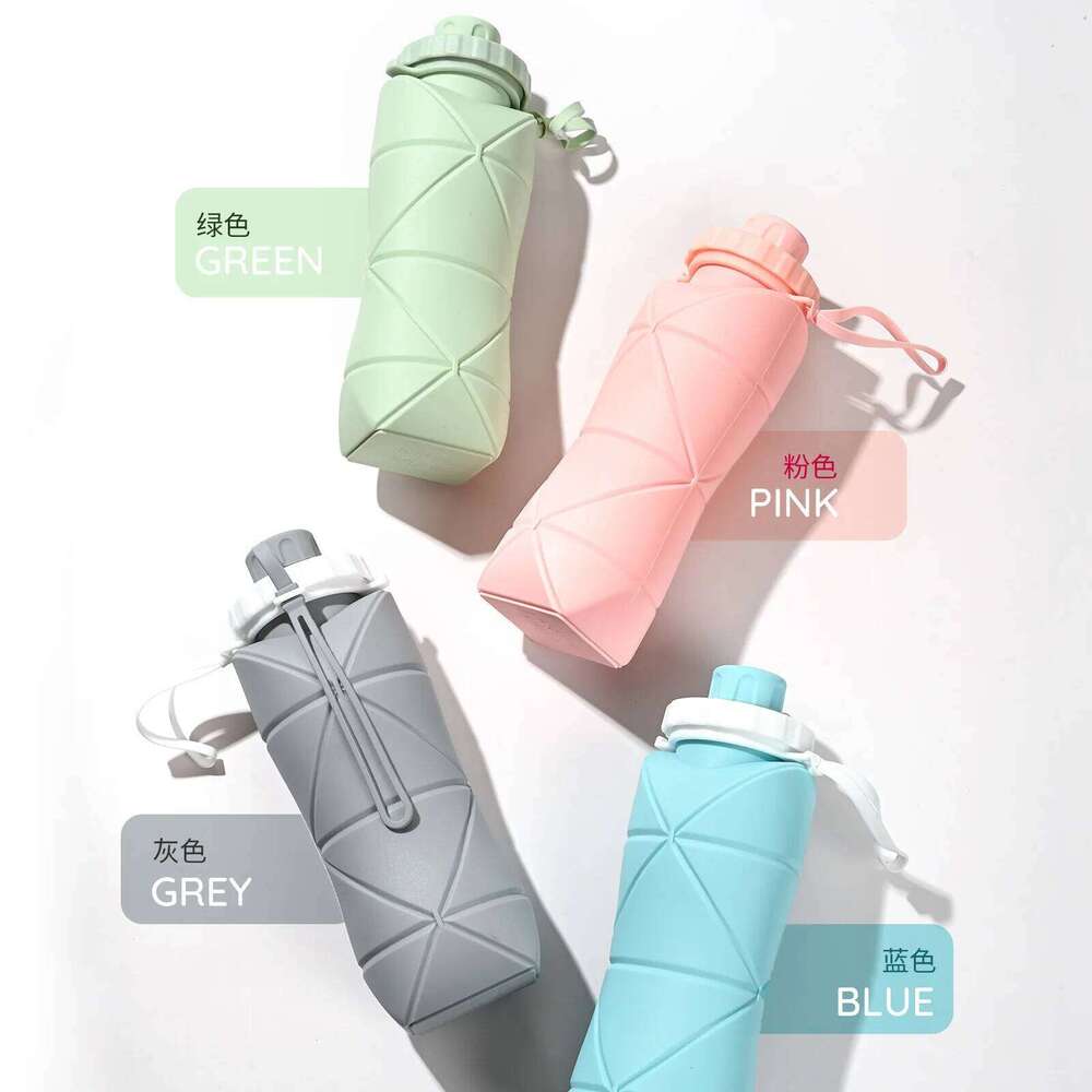 600/800ml Silicone folding water cup Large capacity outdoor travel portable sports kettle High temperature food grade Z260313