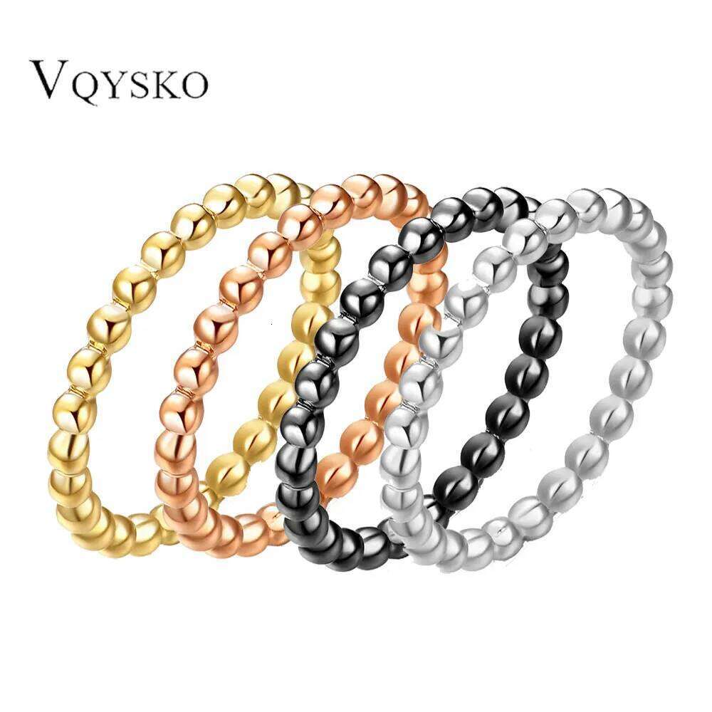 Thin Beads Water Ripple Ring For Women Fashion Stainless Steel Minimalist Jewelry Simple Beaded Party Wedding Gifts Accessories H260312