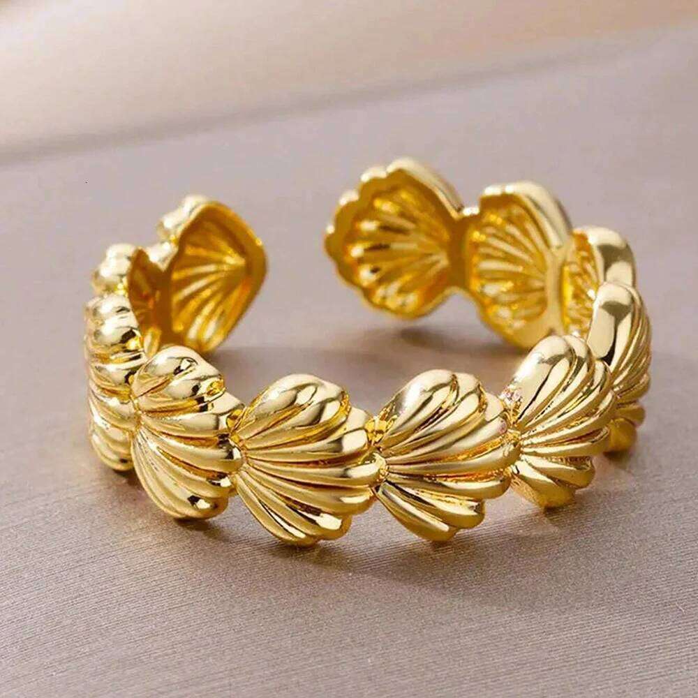 DGIDDK Vintage Women Stainless Steel Shell Ring Wedding Statement Summer Ocean Jewelry Valentine's Day Gift H260312