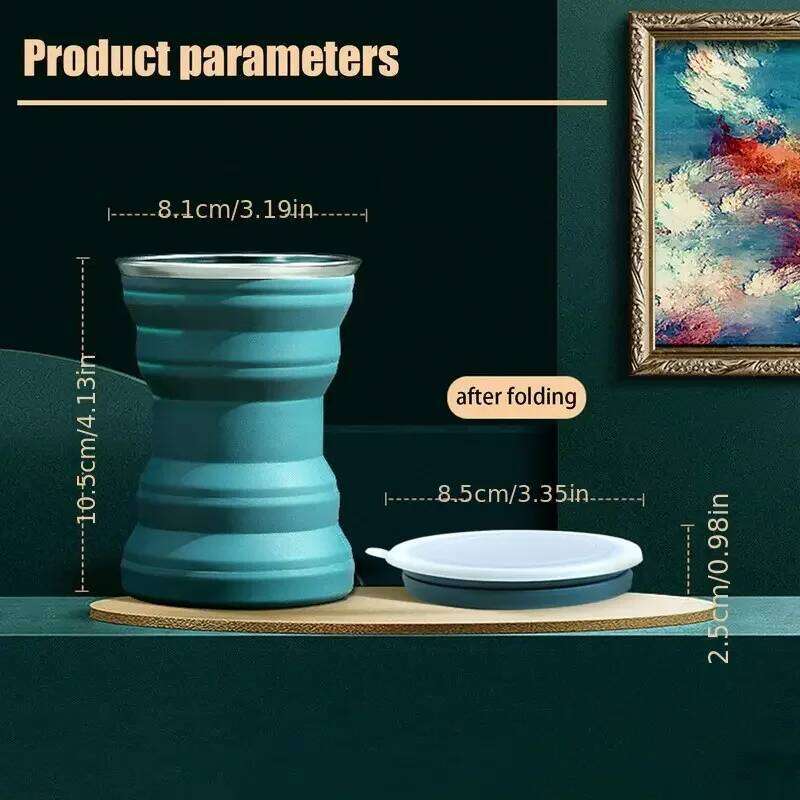 Portable silicone water 320ml outdoor heat-resistant cup with lid foldable travel drinking cup, Z260313