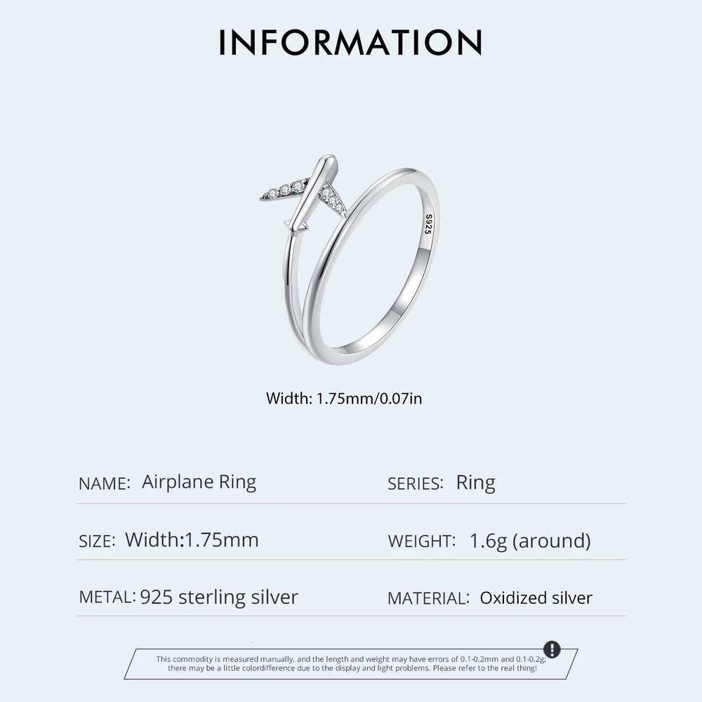 WOSTU Original 925 Sterling Silver Airplane Ring with Zircon for Women Girl Party Birthday Graduation Lucky Gift Fine Jewelry H260312
